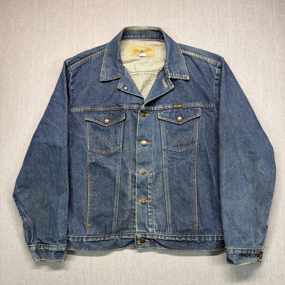 Vintage Wrangler M-159 Authentic Western Denim Jacket Men Size 46 XL Made in USA